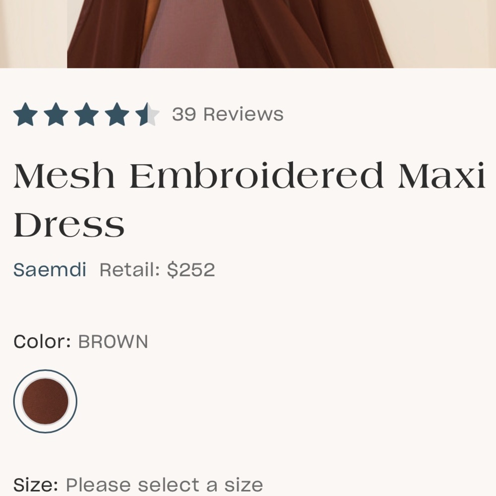 Anthropologie SAEMDI chocolate brown embroidered floral w neck scarf maxi large - Picture 12 of 16